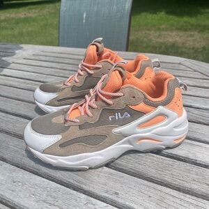 Fila Orange and White Retro Sneakers